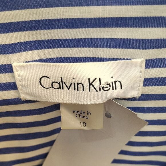 Calvin Klein Navy and White Striped Shirt - Picture 2 of 3